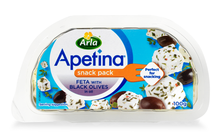 Snack pack feta with black olives in oil