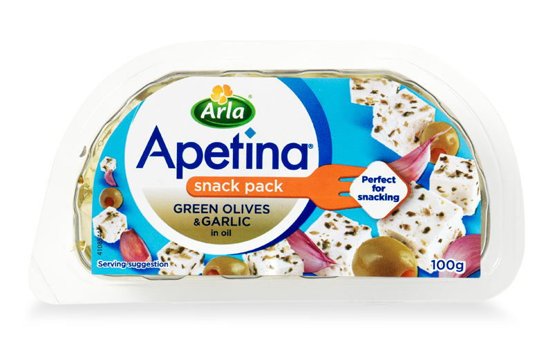 Apetina® Snack pack green olives & garlic in oil